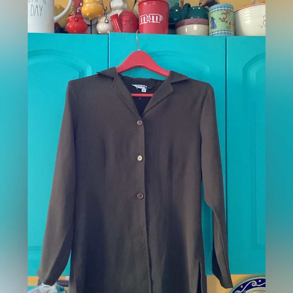 Olive Long  Sleeve Tunic Style Top Sz M Studio JPR DEADSTOCK 🇺🇸 USA